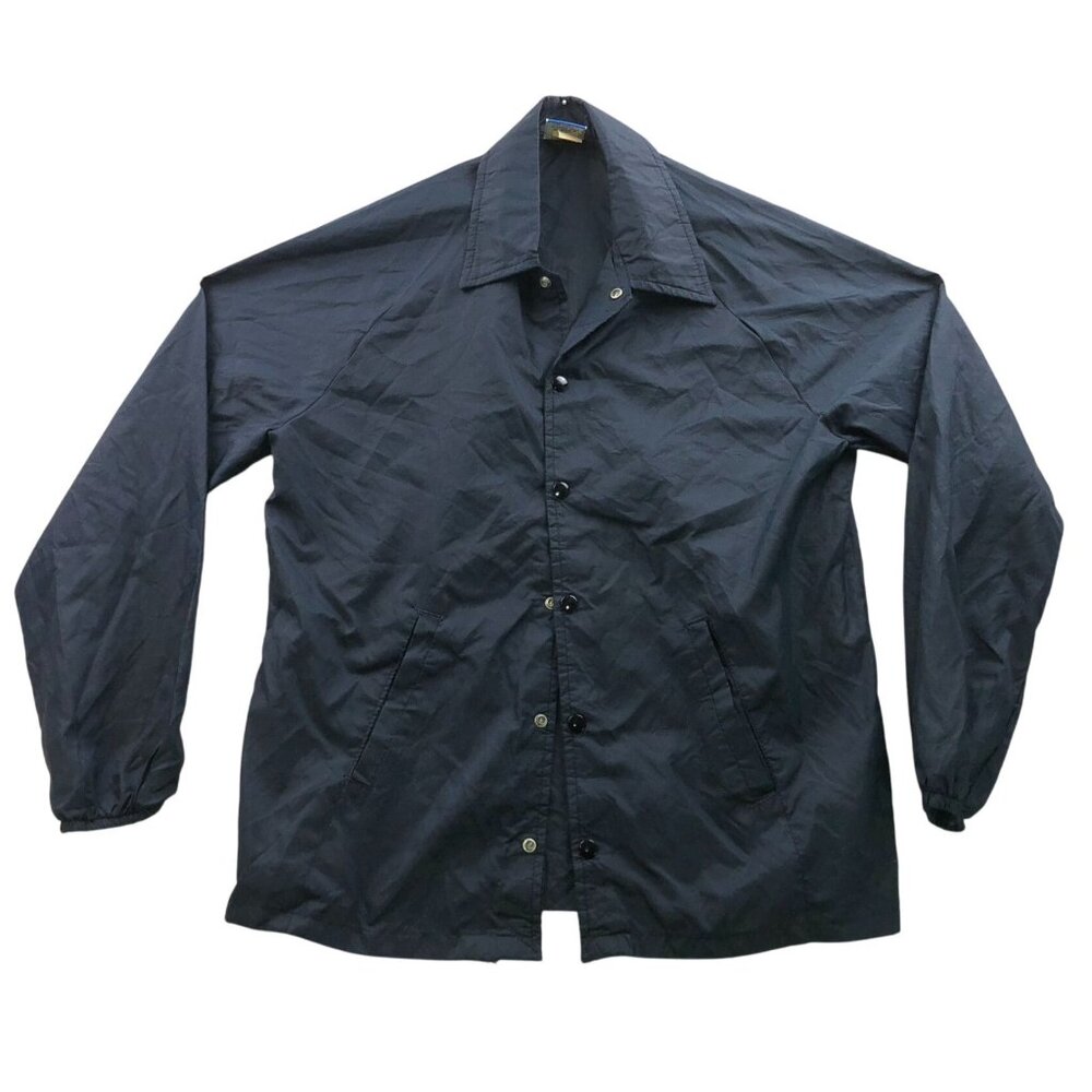 Champion Mens Coach Jacket Medium Middletown Crew Shacket Button Up Navy Classic